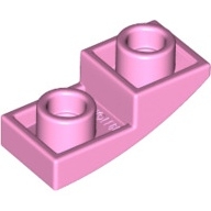 Lego destička 2x1 půl oblouku zakulacená hladká invertovaná, světle růžová (6296041)
